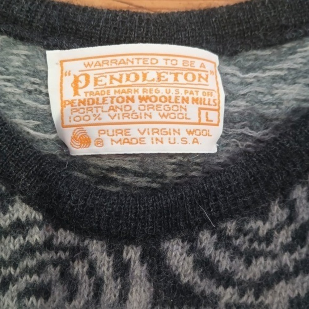 Pendleton Women's 100% Virgin Wool  Vest Preppy Grey/Black Floral Crew - Picture 4 of 8